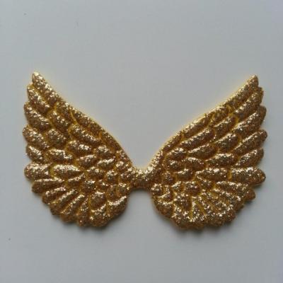 applique ailes d'ange doré, or pailletées 70*40mm