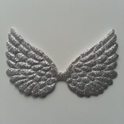 applique ailes d'ange argent pailletées 70*40mm