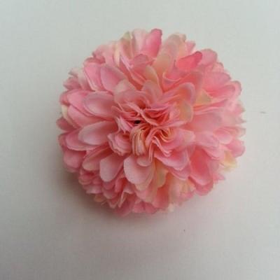 Fleur  pompon en tissu  rose   50mm