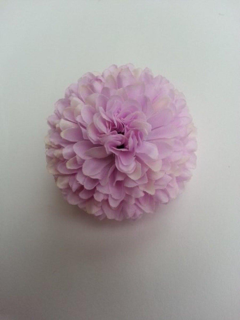 Fleur pompon en tissu mauve 50mm