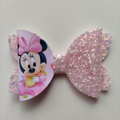 noeud simili princesse minnie, baby rose 80*55mm