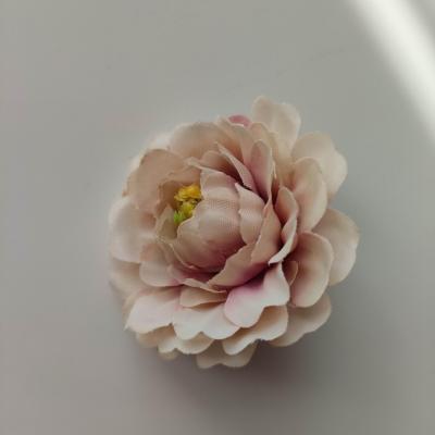 fleur artificielle en tissu et pistils beige et prune  55mm