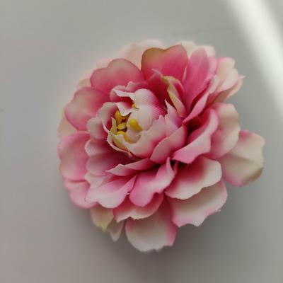 fleur artificielle en tissu et pistils ivoire, rose et vert   55mm