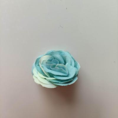 Fleur  en tissu  30mm vert bleu