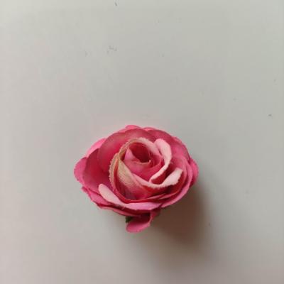 Fleur  en tissu  30mm rose fuchsia et ivoire