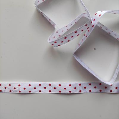 1 mètre de ruban satin blanc impression pois rouge 10mm