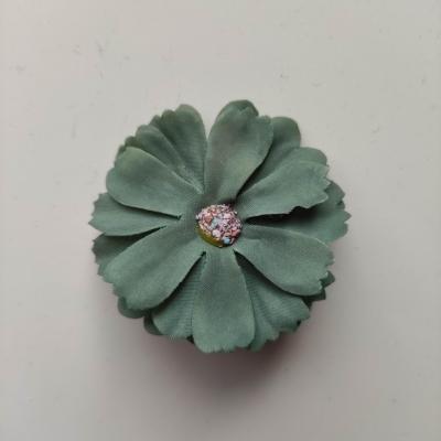 fleur en tissu vert foncé  40mm