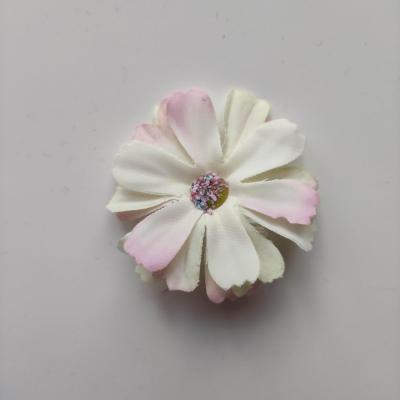 fleur en tissu  ivoire et rose  40mm