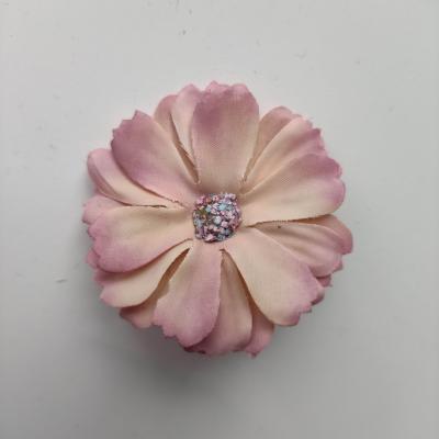 	fleur en tissu  peche et vieux rose  40mm