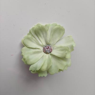 	fleur en tissu  vert clair et vert  40mm