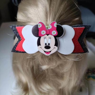 grosse barrette noeud noir , rouge et blanc minnie    B108