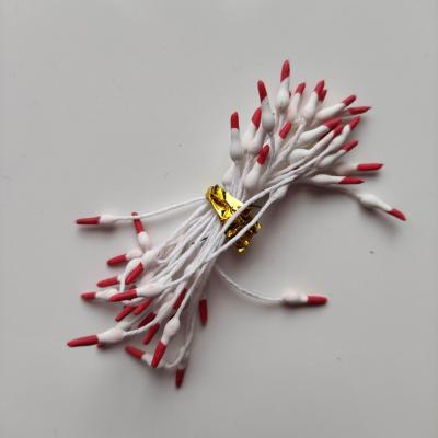 Lot de 10 pistils bicolore   tête de 3mm blanc et rouge