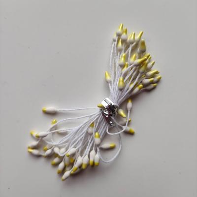 Lot de 10 pistils bicolore   tête de 3mm blanc et jaune