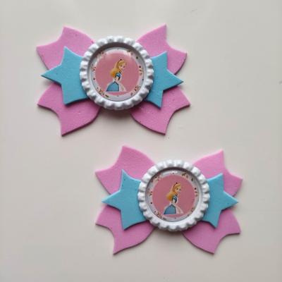 ALI001 Lot de 2 barrettes crocodile noeuds rose et bleu alice au pays des merveilles