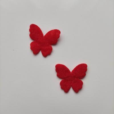 Lot de 2 appliques papillons feutrine  22*25mm rouge
