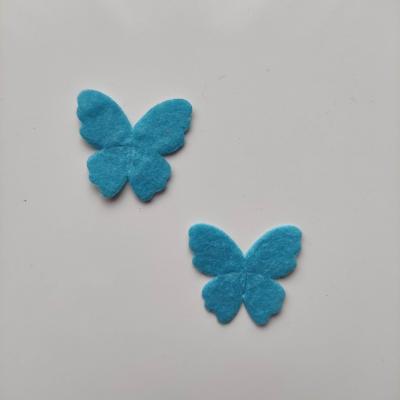 Lot de 2 appliques papillons feutrine  22*25mm bleu