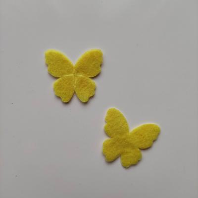 Lot de 2 appliques papillons feutrine  22*25mm jaune
