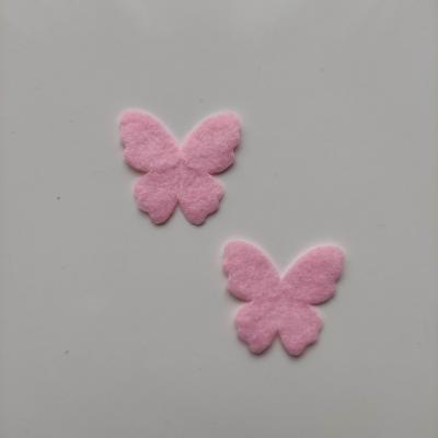 Lot de 2 appliques papillons feutrine  22*25mm rose