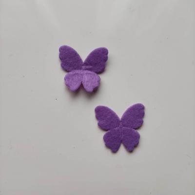 Lot de 2 appliques papillons feutrine  22*25mm violet