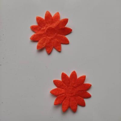 Lot de 2 appliques fleur feutrine 40mm orange