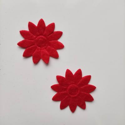 Lot de 2 appliques fleur feutrine 40mm rouge
