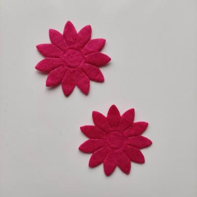 Lot de 2 appliques fleur feutrine 40mm rose fuchsia