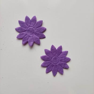 Lot de 2 appliques fleur feutrine 40mm violet