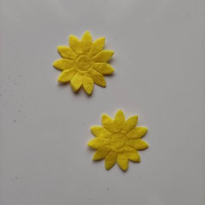 Lot de 2 appliques fleur feutrine 40mm jaune