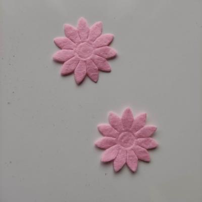 Lot de 2 appliques fleur feutrine 40mm rose