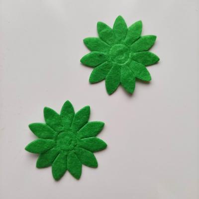 Lot de 2 appliques fleur feutrine 40mm vert