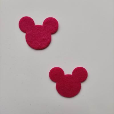 Lot de 2 appliques tête de souris minnie    28*35mm rose fuchsia