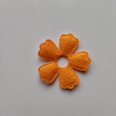 Fleur  en feutrine  42 mm orange
