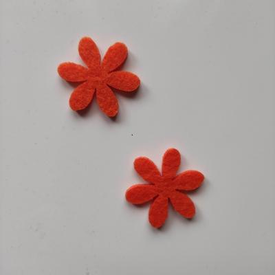 lot de 2 fleurs en feutrine  30 mm orange