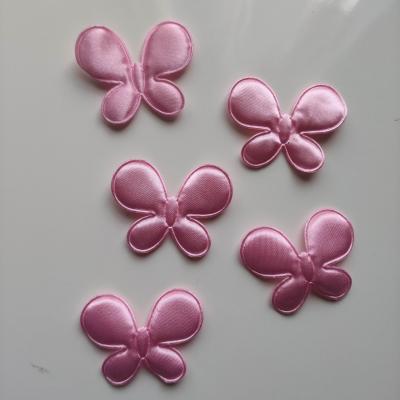 Lot de 5 appliques papillon satin rose  45*35mm