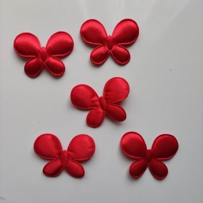 Lot de 5 appliques papillon satin rouge  45*35mm