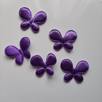 Lot de 5 appliques papillon satin violet foncé   45*35mm