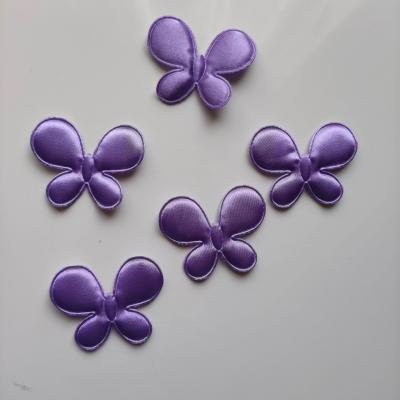 Lot de 5 appliques papillon satin violet f  45*35mm