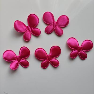 Lot de 5 appliques papillon satin rose fuchsia   45*35mm