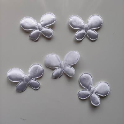 Lot de 5 appliques papillon satin blanc  45*35mm