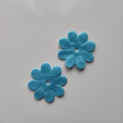 Lot de 2  fleurs feutrine 35mm bleu