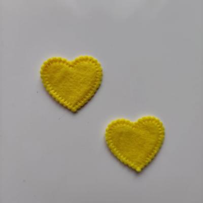 Lot de 2 appliques coeur feutrine 25*25mm jaune