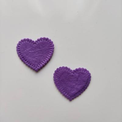 Lot de 2 appliques coeur feutrine 25*25mm violet