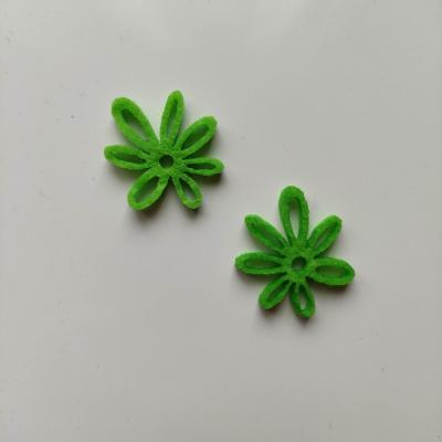 lot de 2 fleurs   en feutrine  30 mm vert foncé (1)