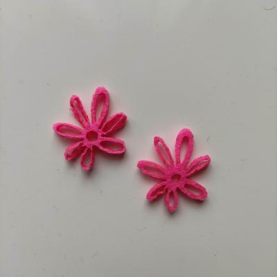 lot de 2 fleurs   en feutrine  30 mm rose (1)