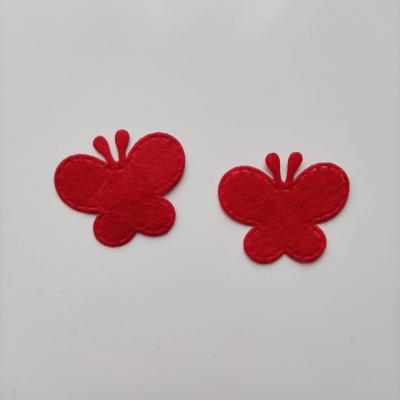 lot de 2 papillons  en feutrine   35*29mm  rouge