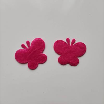 lot de 2 papillons  en feutrine   35*29mm  rose fuchsia