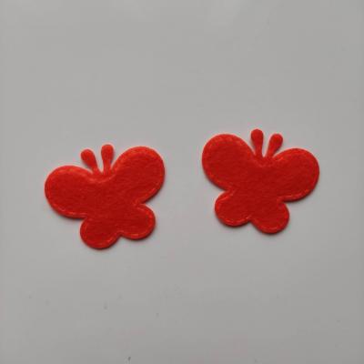 lot de 2 papillons  en feutrine   35*29mm  orange