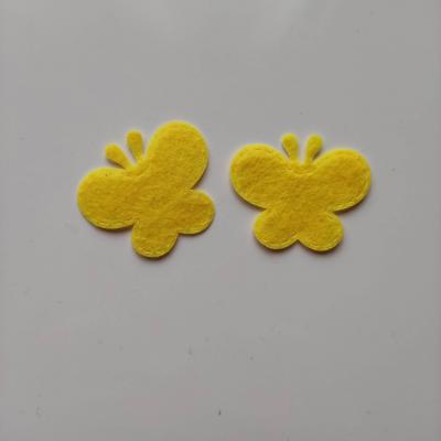 lot de 2 papillons  en feutrine   35*29mm  jaune