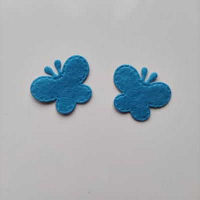 lot de 2 papillons  en feutrine   35*29mm  bleu