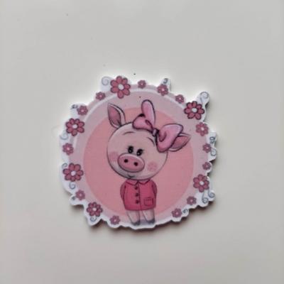 cabochon  en résine  cochon rose   40mm